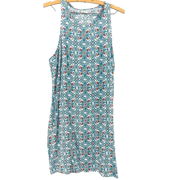 Hollister Dresses & Skirts - Hollister Medallion Shift Dress Womens L Teal Orange Boho Beach Coastal Festival